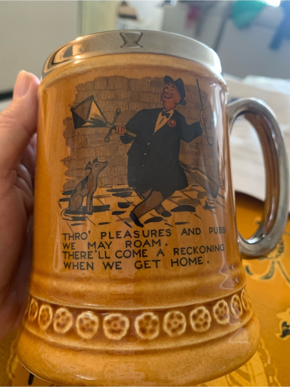 Lord Nelson Beer Stein Made in England with Silver Rim and Handle